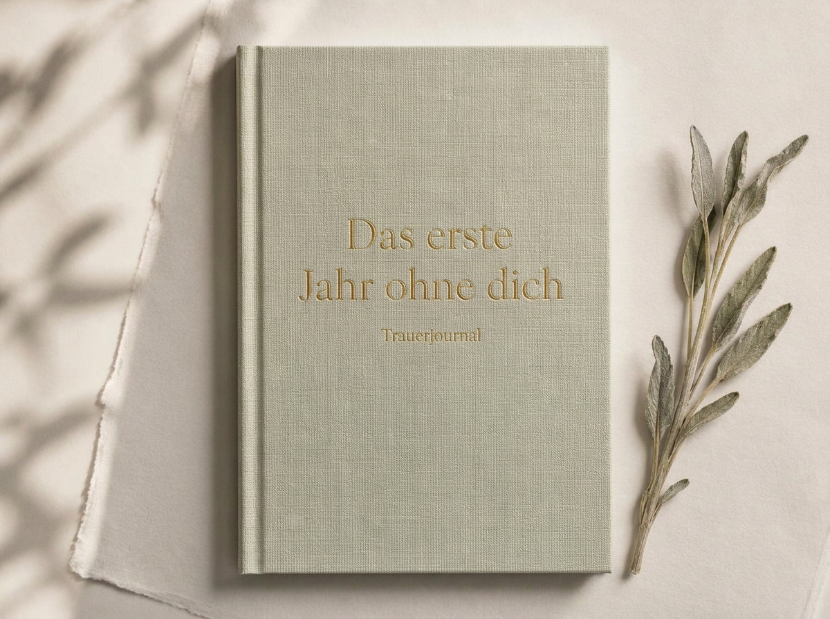 Trauerjournal Das erste Jahr ohne dich — Leineneinband mit goldener Prägung